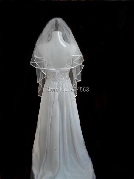 

bridal veils simple two-layer white or ivory short wedding veil tulle for bride, Black