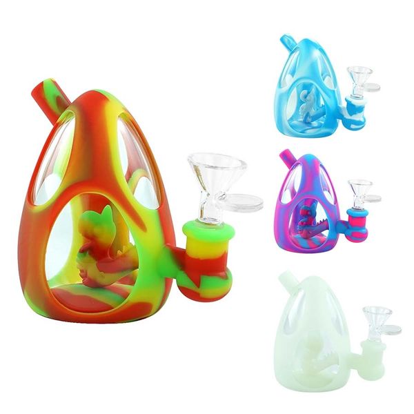 pipa per fumare acqua shisha narghilè siliconeﾠtuboﾠgiunto bong in vetro dab olioﾠrigﾠbong altezza tubi 4,4