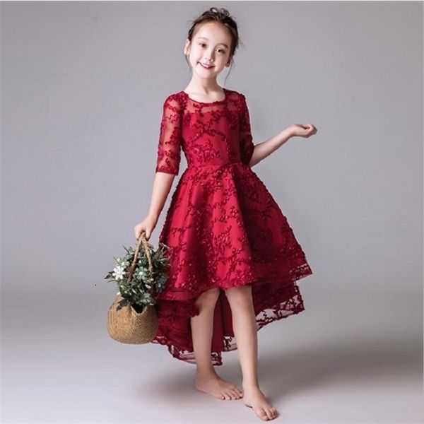 

girl's kids charistmas dresses,children summer lace fashion dresses wedding party clothes girls dress 3-14t c0223, Red;yellow