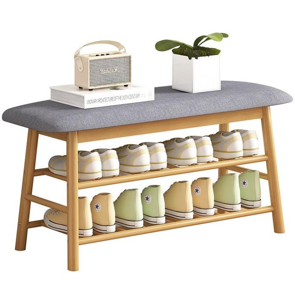 

clothing & wardrobe storage bamboo material nordic shoe changing stool, can sit and wear cabinet, stool type integrated solid wood frame
