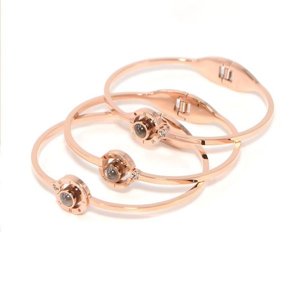 

bangle elegant classic 100 i love you language bangles bracelets for women gold color simple femal wedding jewelry accessories, Black