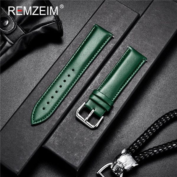 

watch bands universal 14mm 16mm 18mm 20mm 22mm calfskin leather strap watchband for women men accessories solid buckle, Black;brown