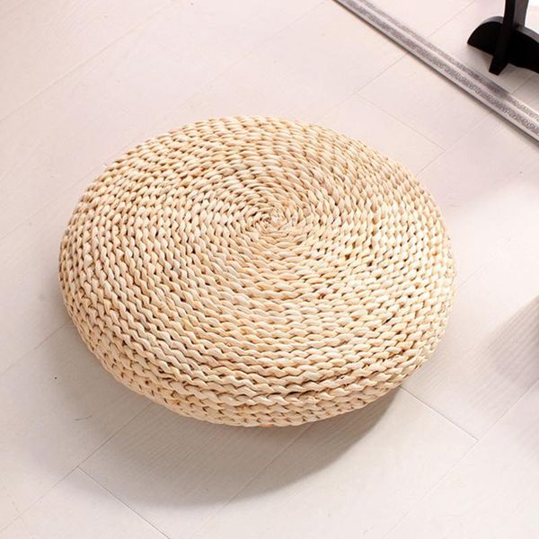 

natural pouf handmade weaving straw round cushion meditation pillow soft floor yoga chair seat mat tatami window pad cushion/decorative