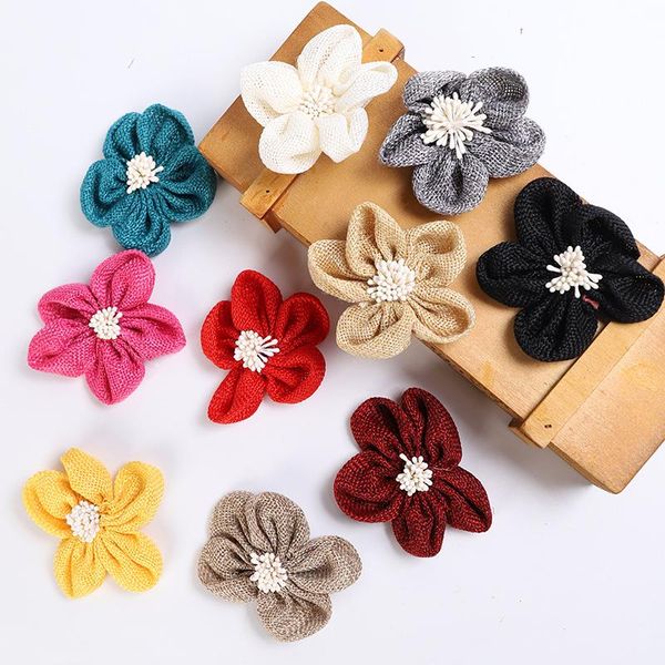 

decorative flowers & wreaths 5-20pcs 7cm artificial natural linen handmade burlap rose flower head wedding diy craft rustic jute stamen