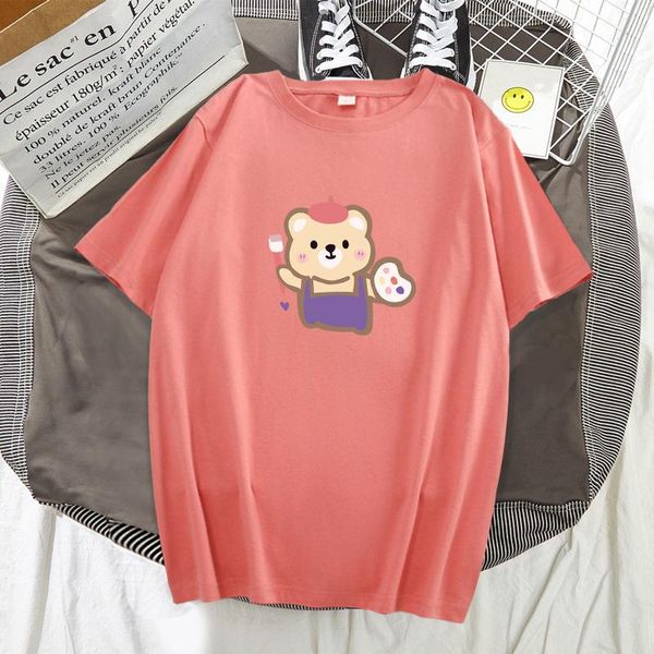 

women's t-shirt woman 100% cotton cute summer short sleeve apparel harajuku cartoon for girls aesthetic streetwear graphic, White