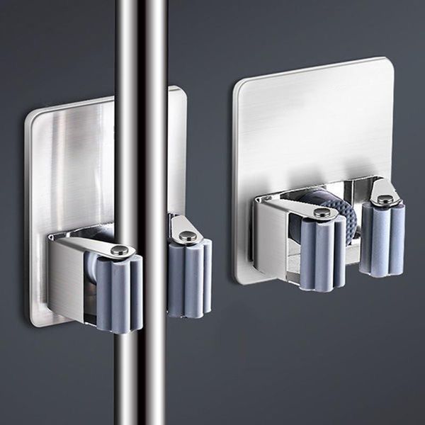 

no punching mop hook stainless steel rack wall mounted toilet cloth clip artifact powerful fixing hooks & rails