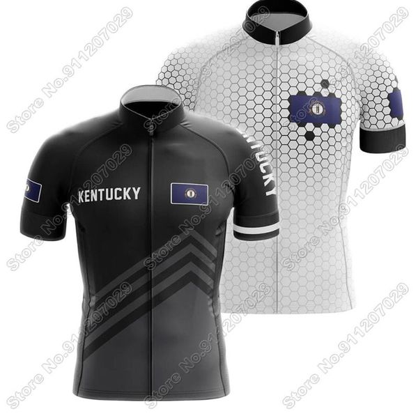 

state kentucky 2021 cycling jersey short sleeve summer clothing men road bike shirts bicycle mtb wear maillot racing jackets, Black;red