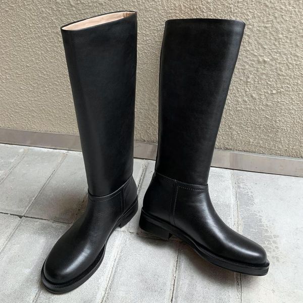 

boots genuine leather tall high for women casual black knee female autumn winter warm ladies shoes designer