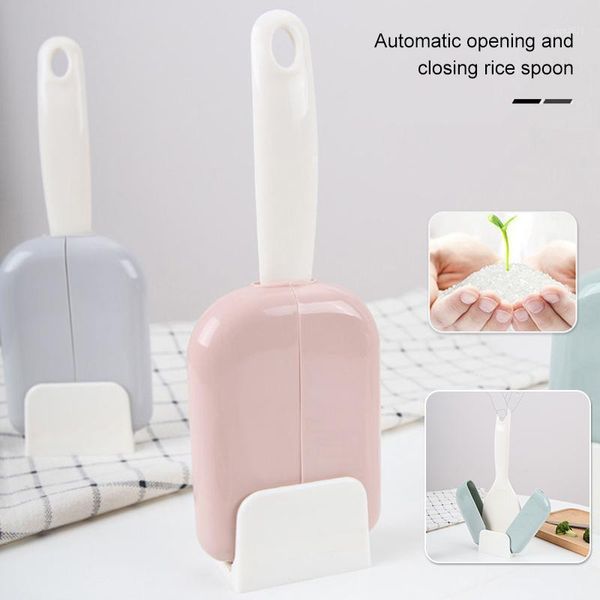 

storage bottles & jars rice paddle with holder automatic opening closing spoon rest stand hanging set dustproof cover rack