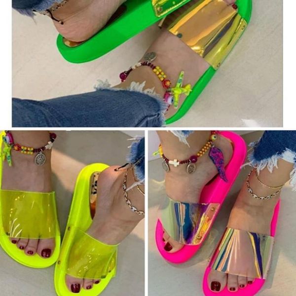 

sequins women's slippers european candy color sandals beach shoes outdoor home travel, Black