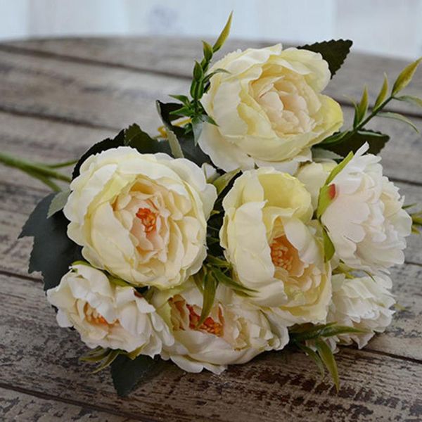 

heads artificial flowers peony bouquet fake european silk flower wedding decoration romantic home decor party supplies decorative & wreaths