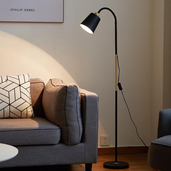 

nordic black and white wood modern floor lamp e27 simple corner curve reading lamps