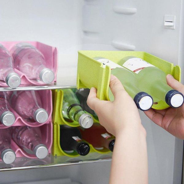 

hooks & rails anti-fall water bottle wine storage rack glass beer space drawer saving box refrigerator dispenser drink beverage ho l6q6