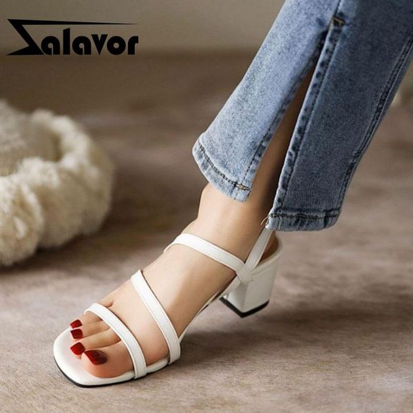 

sandals zalavor plus size 28-43 women buckle thick heel for fashion wedding shoes footwear, Black