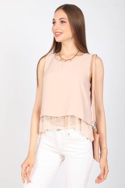 

women's blouses & shirts beige lace detail bluz, White