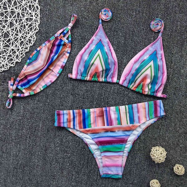 

bikini striped 2021 with mask color swimsuit female, White;black