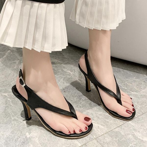 

shoes women 2021 summer fashion sandals ladies high heels gladiators clip toe casual dress, Black