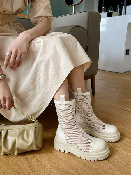 

mesh hollow breathable leather sandals thick-soled ankle boots roman women sports shoes, Black