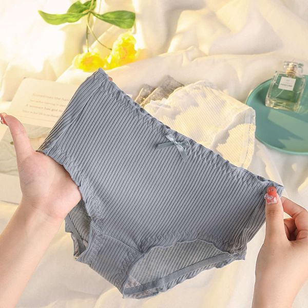 

underwear women's pure cotton thread soft and breathable lovely middle waist triangle young, Black;pink