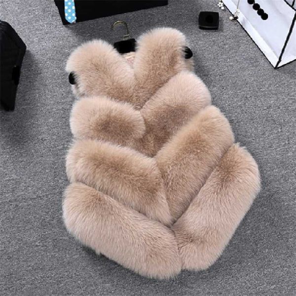 

zadorin luxury faux fur vest women plus size furry short faux fur vests coat fur gilet fourrure autumn winter overcoat 211007, Black