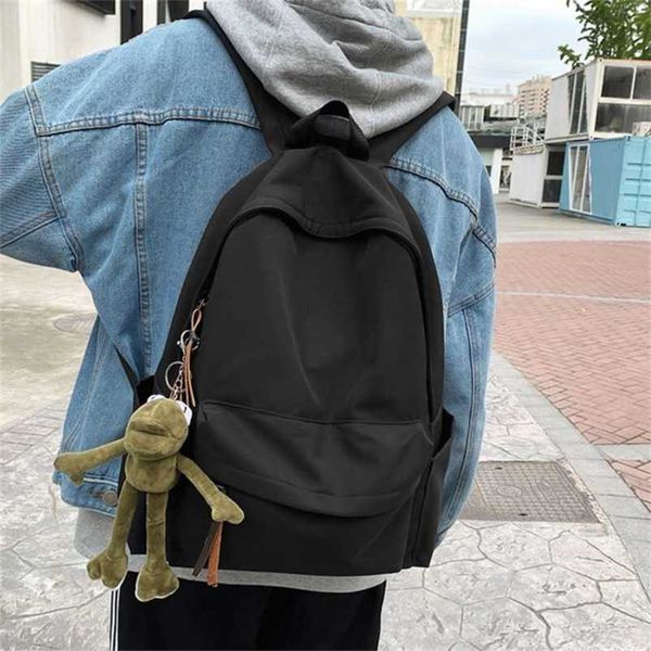 

hocodo trend women's backpack nylon fabric backpack simple solid color school bag for teen book schoolbags 210929
