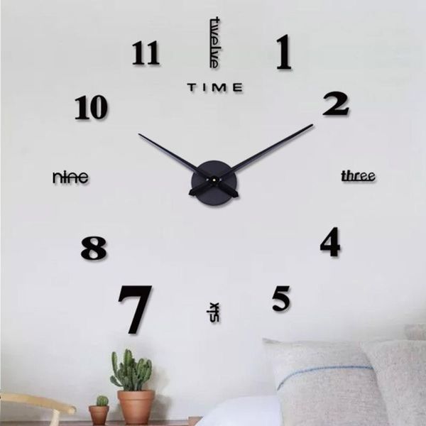 

frameless diy wall mute clock 3d mirror surface sticker home office decor sticker#1 clocks