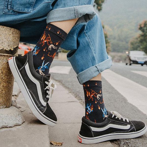 

men's socks striped teapot teacup teakettle middle purple bird street 4seasons women retro sport cotton leaf brown bear olive branch, Black