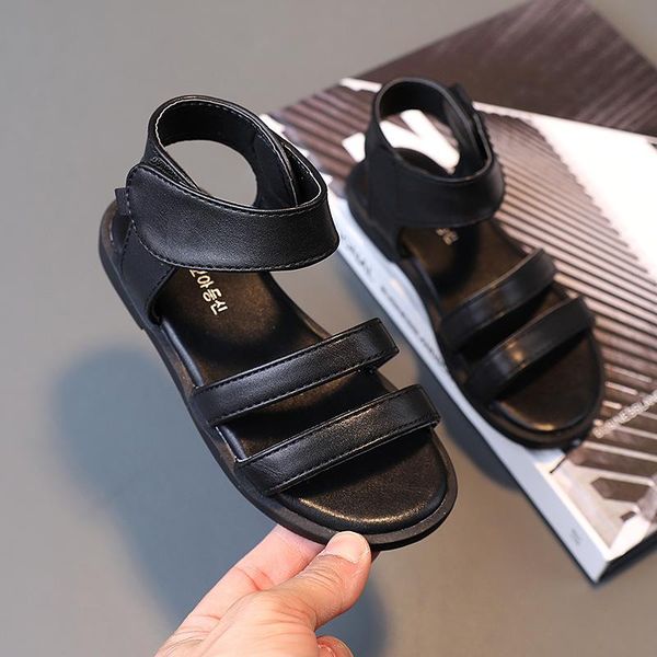 

summer kids shoes narrow band gladiator sandals girls ankle strap princess children's beach sandalias botas, Black;red