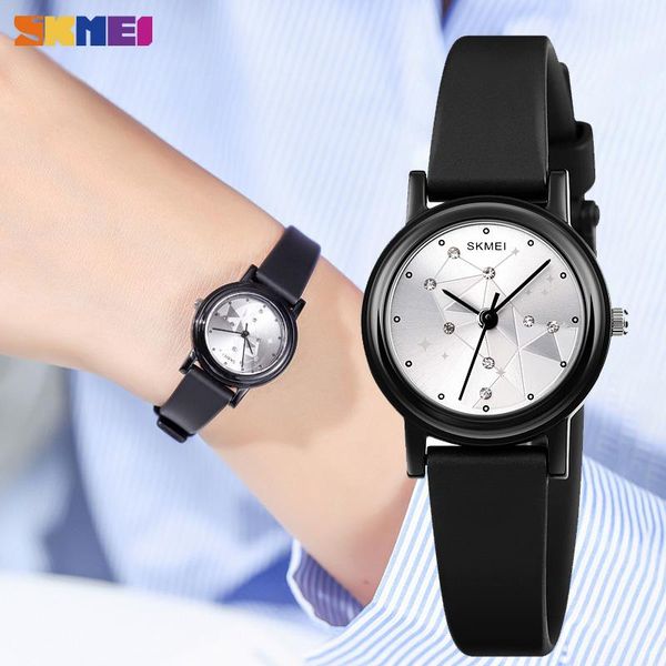 

thin light girls quartz watches rainstone dial creative women wristwatches pu leather waterproof ladies watch 1659, Slivery;brown