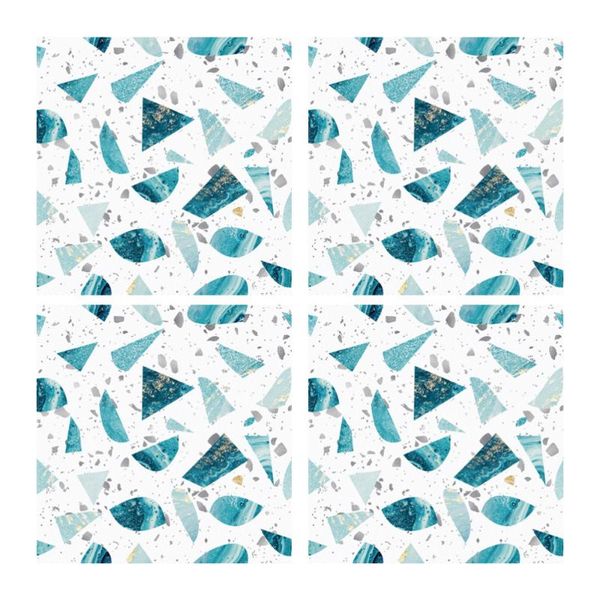 

carpets 4pcs terrazzo effect floor stickers antiskid self-adhesive decals (blue)