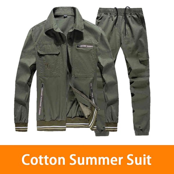 

men's tracksuits mens military set suits summer thin labor protection suit wear-resistant & dirt-resistant long-sleeved multi-pock, Gray