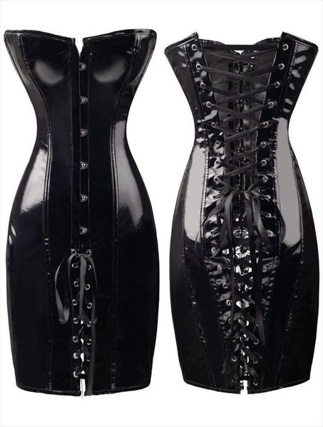 

black pvc corset womens dresses fetish dominatrix nightclubs s xxl, Black;gray