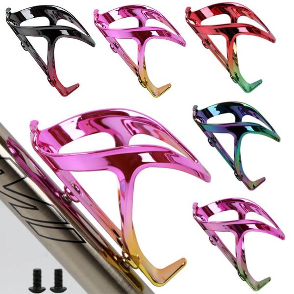

water bottles & cages mtb bicycle colorful bottle holder vacuum plating bike aluminum alloy bracket rack riding kettle accessories