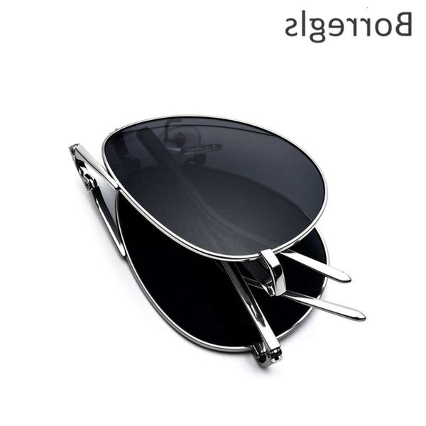 

highend accessories borregls pure titanium polarized sunglass folding aviation new aviador sun glass for men, Black