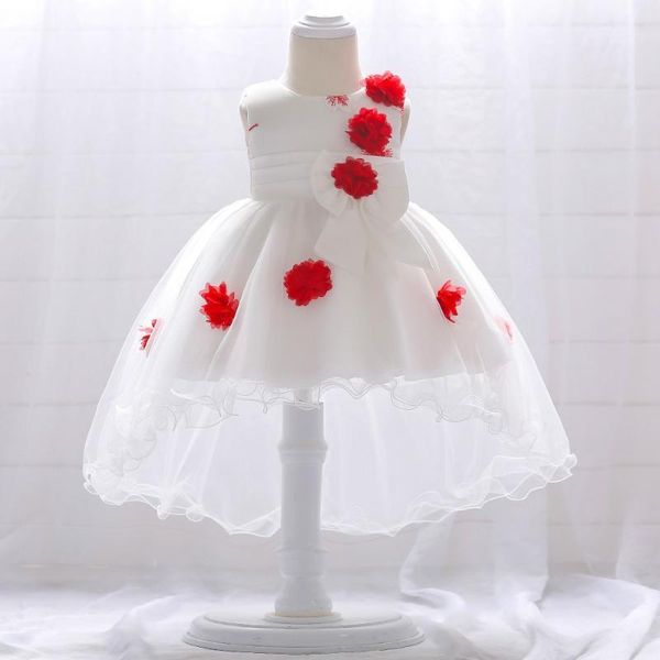 

girl's dresses 3-24m summer christening 1st birthday dress for baby girl frock princess party vestido infant flower1, Red;yellow