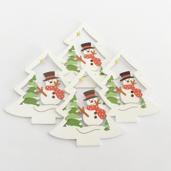 Decorações de Natal 10 pcs Diy de madeira DIY Pendurar ornamentos Pingente Bell Santa Claus Ano decoração para casa