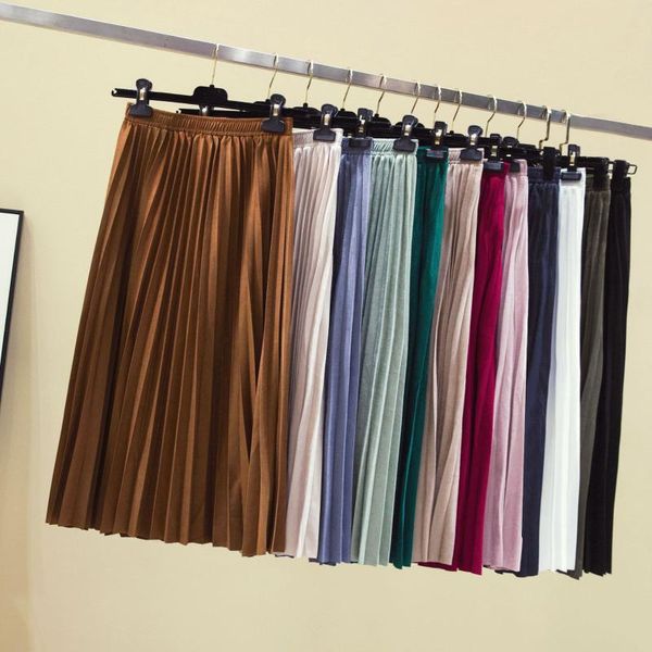 

skirts 2021 ins womem autumn winter women velvet pleated, Black