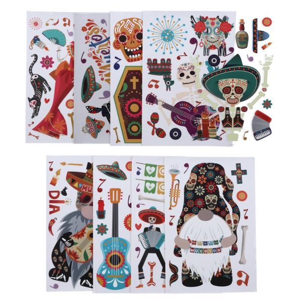 

window stickers 9pcs day of the dead electrostatic festival decorative