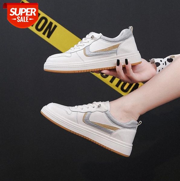

color-blocking lace-up flat women's shoes, round toe low-sneakers, leather casual shoes #mi9e