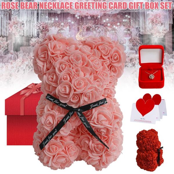 

gift wrap rose bear teddy and necklace card box set for anniversary birthdays bridal showers mother's day can csv
