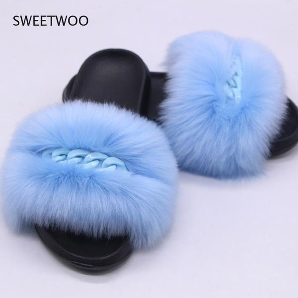 

slippers 2021 summer flip flops fur sandals ladies furry plush golden, Black