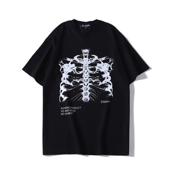 

women's t-shirt 2021 dark skull bones heart and lung print funny ladies punk summer short sleeve streetwear femme, White