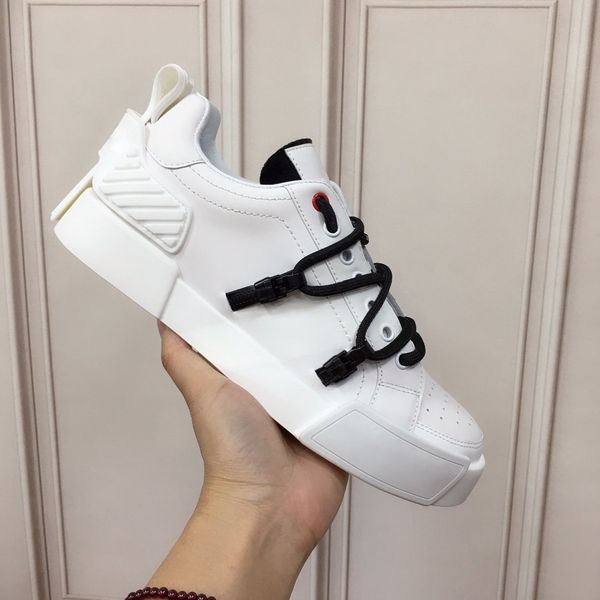 

latest style trend design shoes ns1 portofino printed silk laces and letters decorated nappa calfskin sneakers 34-45, Black