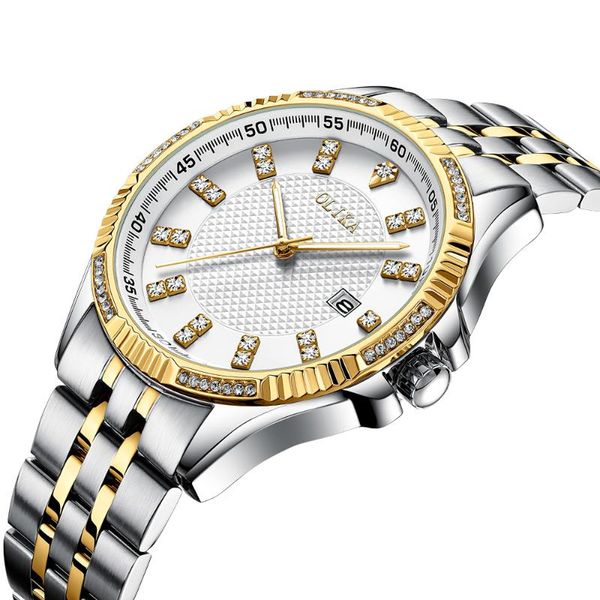 

diamond men watch business automatic quartz wristwatch fashion steel belt calendar relogio masculino minimast wristwatches, Slivery;brown