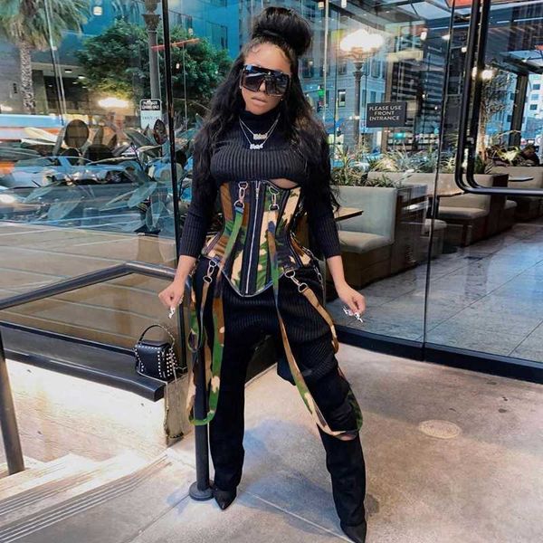 

camo with straps party clubwear s to wear out vintage front zipper fashion slim corset crop women, Black;white
