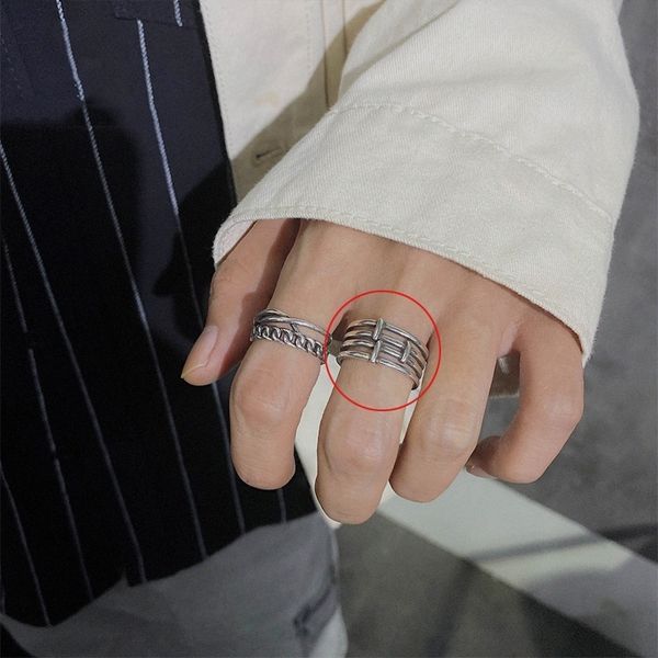 

Dozk thai women's simple band rings s925 personalized cross knitting letter open index silver silver finger ring