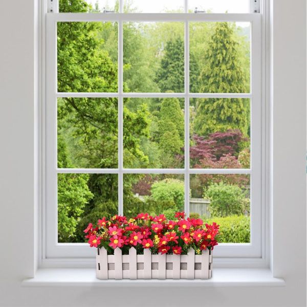 

decorative flowers & wreaths artificial chrysanthemum with fence plants in pot simulation fake potted bonsai home decoration