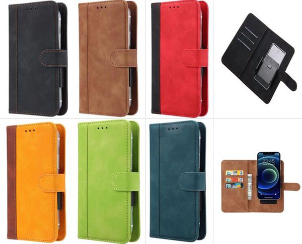 Universelle PU-Leder-Geldbörsenhüllen für iPhone 12 Pro Max 11 Samsung S21 4,0 bis 7,0 Zoll Handyhülle 4 Größen Kartenfächer Flip Stand Cover