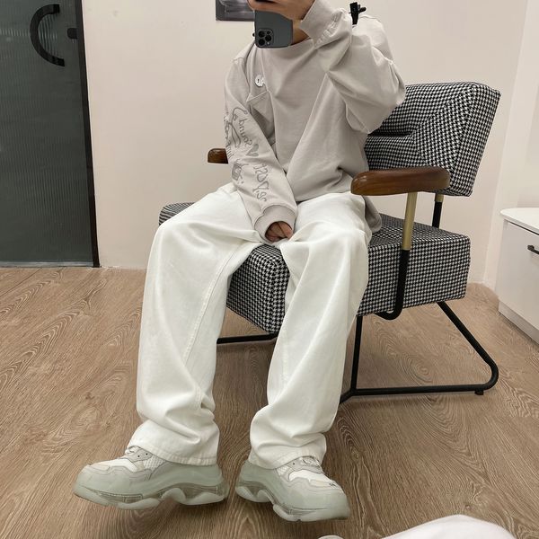 

men's jeans loose japanese jeans straight for men and women, casual fashion harajuku pants, korean style, couple, kpop, clothing 7cy3, Blue