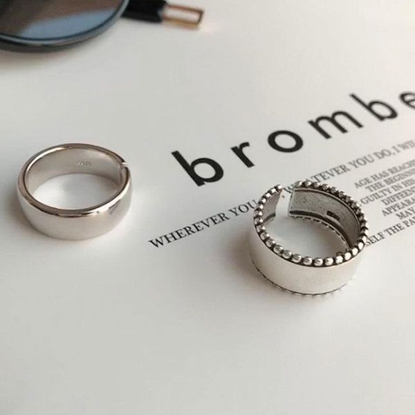 

cluster rings 925 silver ring european and american personality fashion simple glossy open men women can wear women's, Golden;silver